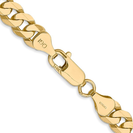 14K Yellow Gold Diamond-Cut Curb Chain, 22 inch, 7mm
