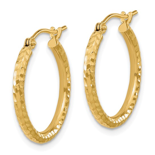 10K Yellow Gold Diamond-Cut Small Hoop Earrings, Weight 1