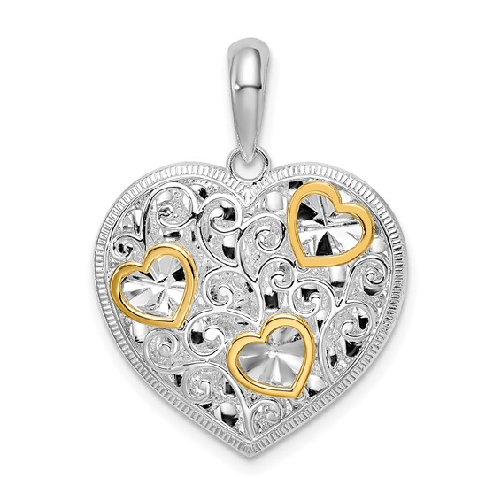 White Sterling Silver Heart Charm
