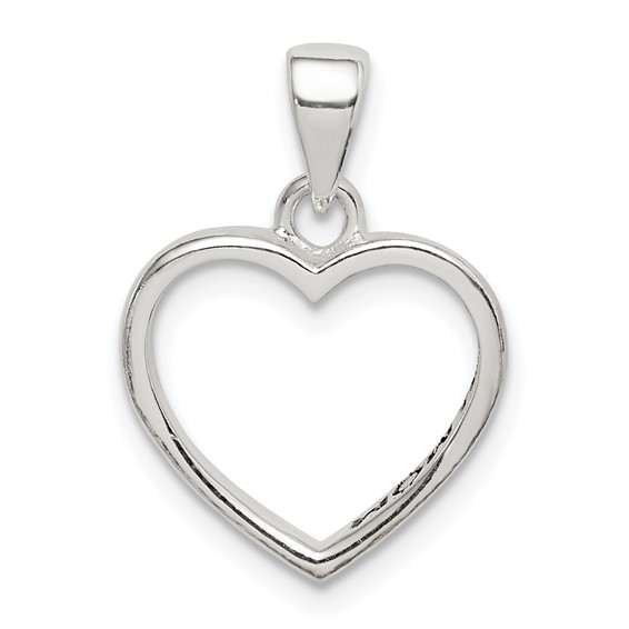 White Sterling Silver Heart Charm