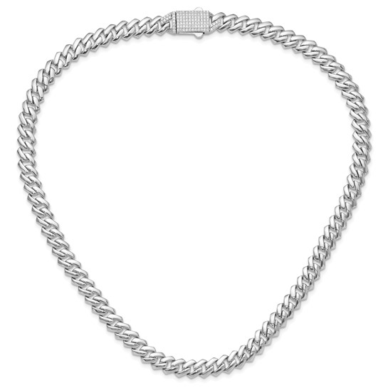 White Sterling Silver Miami Cuban Chain Length 20 Mm 9