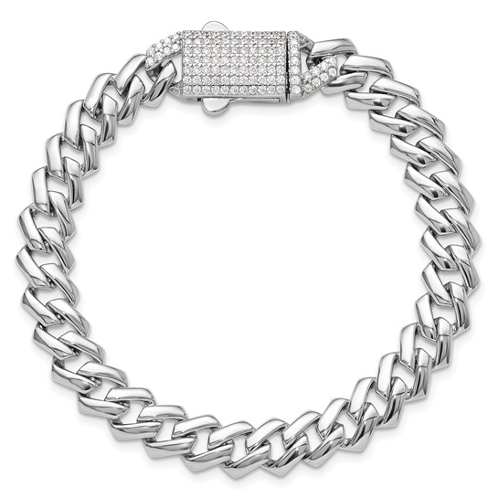 White Sterling Silver Miami Cuban Bracelet Length 7.5 Mm 8.6