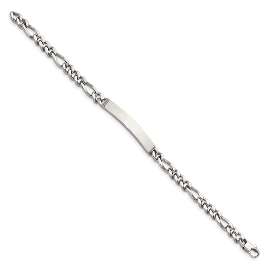 White Stainless Steel Figaro Bracelet Length 8.25 Mm 7