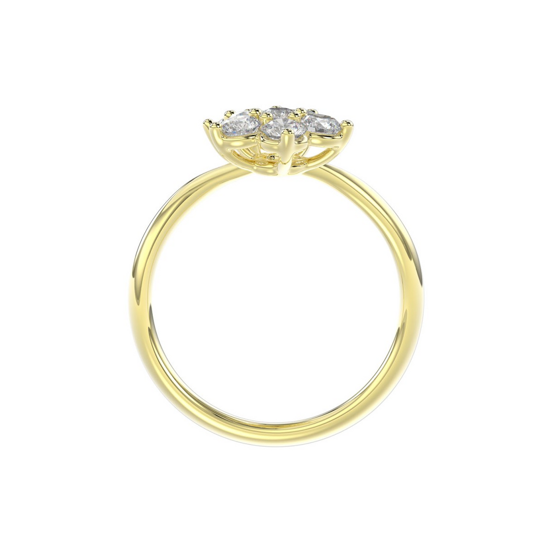 14K Yellow Gold Lab-Grown Diamond Flower Fashion Ring