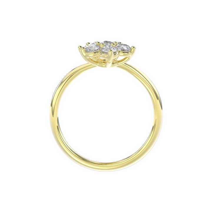14K Yellow Gold Lab-Grown Diamond Flower Fashion Ring