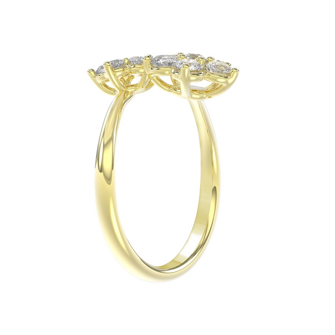 14K Yellow Gold Lab-Grown Diamond Flower Fashion Ring