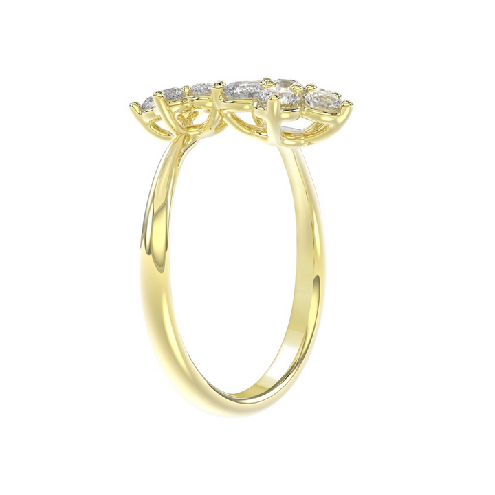 14K Yellow Gold Lab-Grown Diamond Flower Fashion Ring