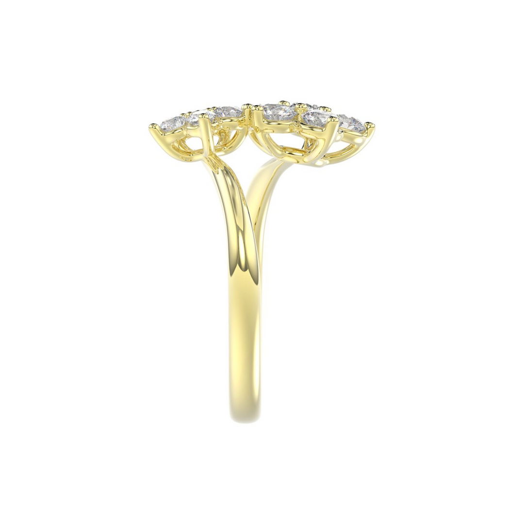14K Yellow Gold Lab-Grown Diamond Flower Fashion Ring
