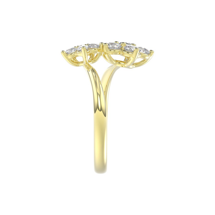 14K Yellow Gold Lab-Grown Diamond Flower Fashion Ring