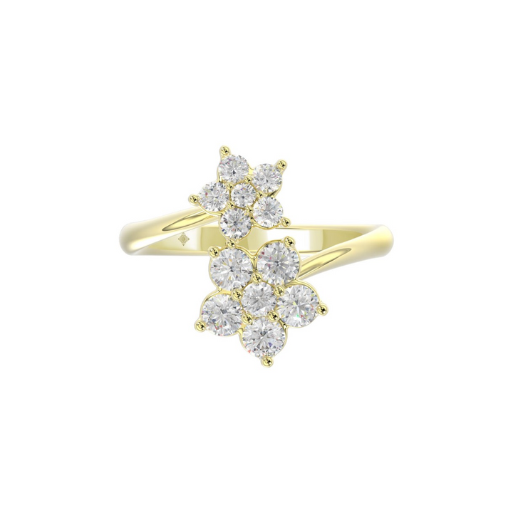 14K Yellow Gold Lab-Grown Diamond Flower Fashion Ring