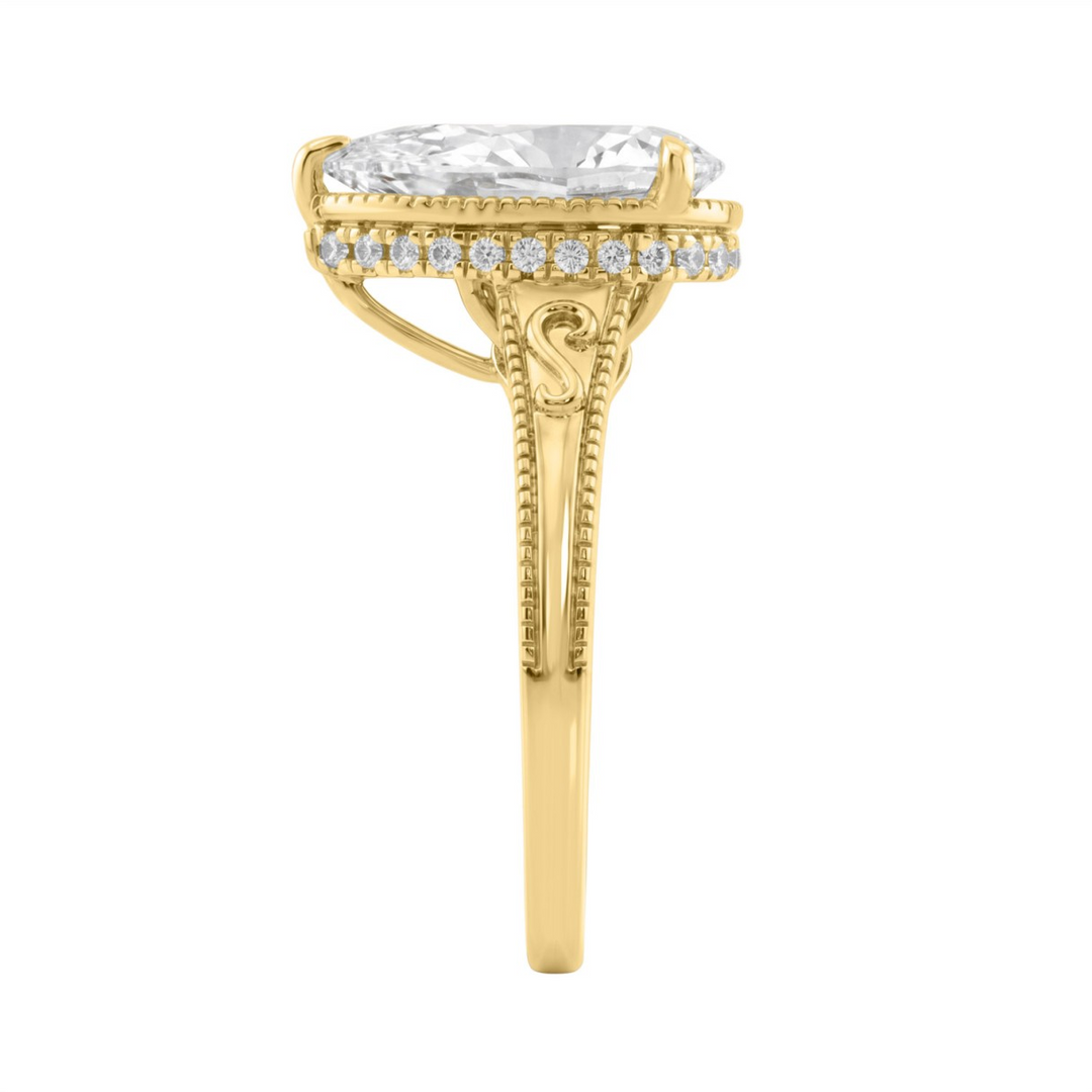14K Yellow Gold Lab-Grown Pear Solitaire Engagement Ring, 2.15 ct