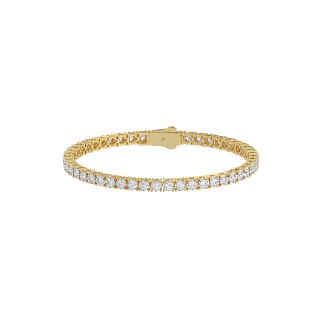 Yellow 14 Karat Tennis Bracelet Length 7 With = Round F/G Vs1 Diamonds