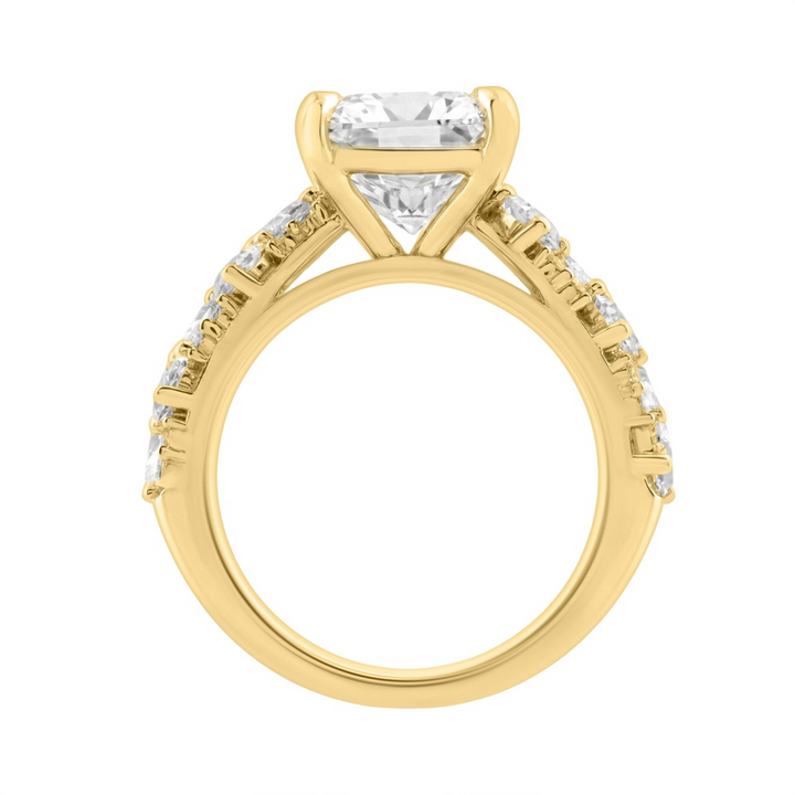 14K Yellow Gold Lab-Grown Diamond Cluster Engagement Ring, 6.25 ct