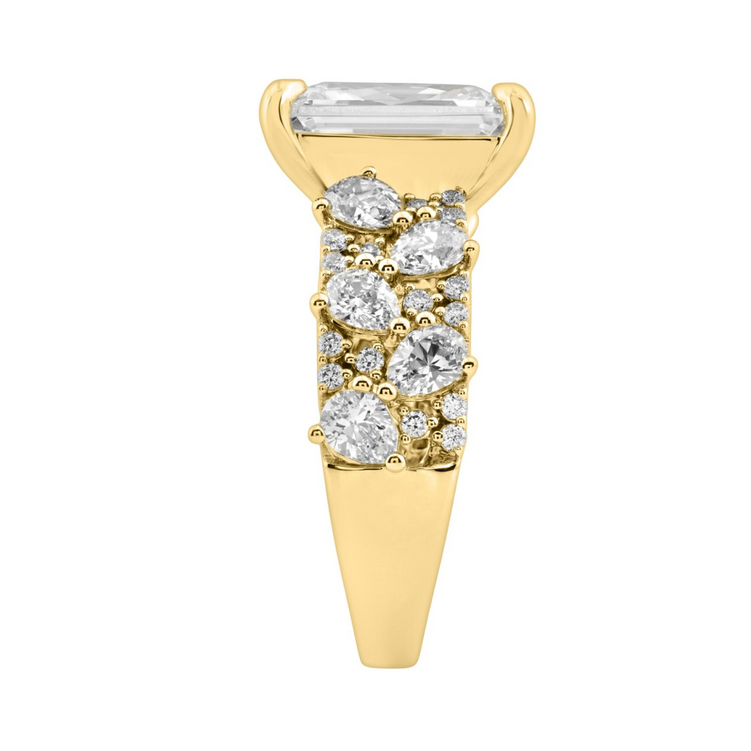 14K Yellow Gold Lab-Grown Diamond Cluster Engagement Ring, 6.25 ct