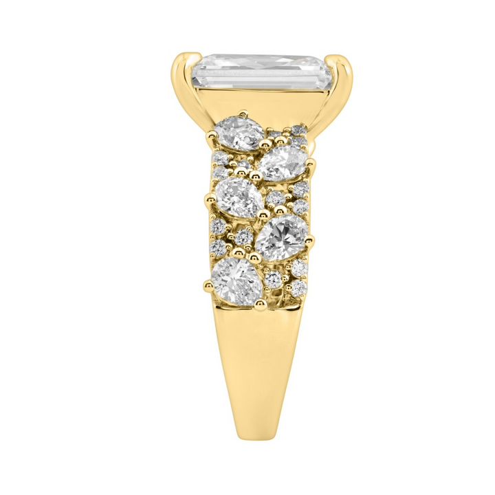 14K Yellow Gold Lab-Grown Diamond Cluster Engagement Ring, 6.25 ct