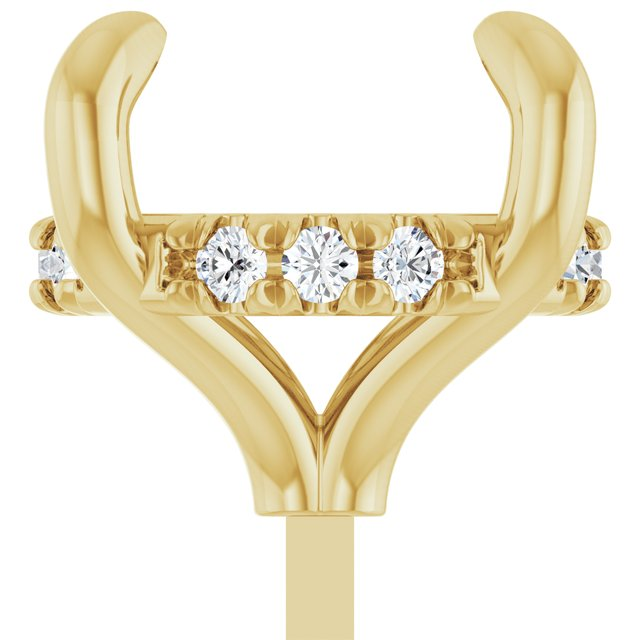 2002789;14KY;9.5mm ROUND;.08 CTW;P;NATURAL DIAMOND SEMI-SET 4-CLAW PRONG HIDDEN HALO-STYLE LOW PEG SETTING