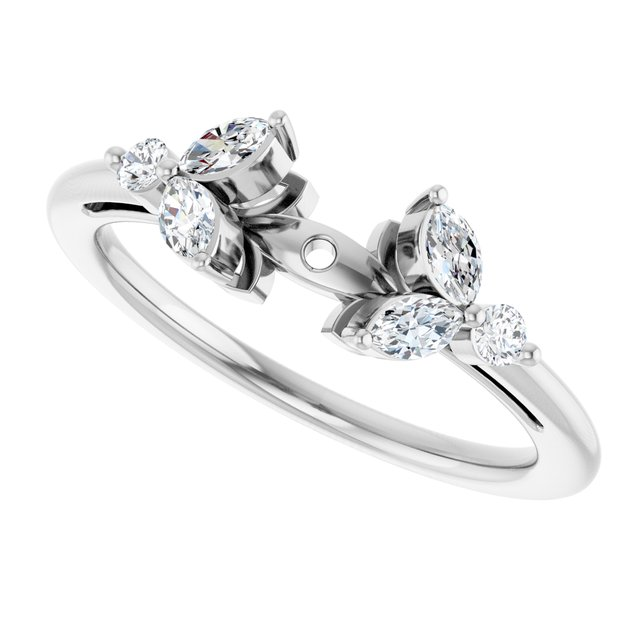SH674;14KW;3.8mm SPAN;P;1/4 CTW NATURAL DIAMOND  MARQUISE CATHEDRAL PEG SHANK