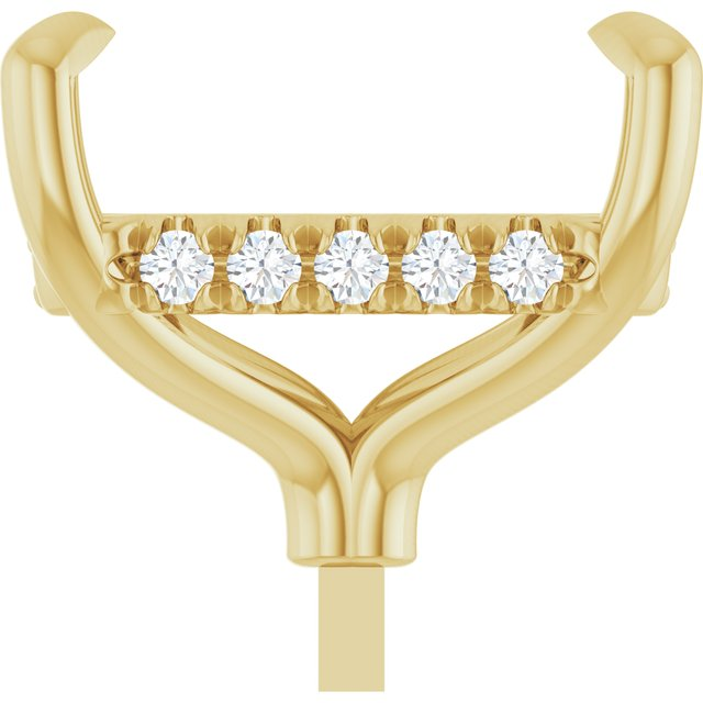 2002982;14KY;10.5x8mm EMERALD;1/10 CTW;P;LAB-GROWN DIAMOND SEMI-SET 4-PRONG CLAW HIDDEN HALO PEG SETTING