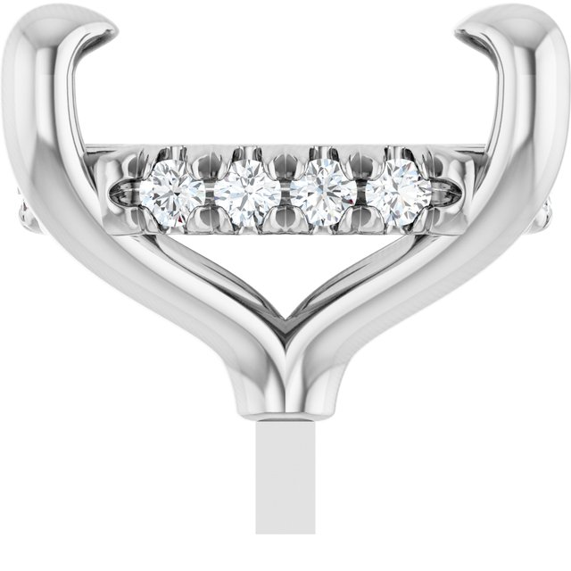 2003525;14KW;10x8mm ELONGATED CUSHION;.07 CTW;P;LAB-GROWN DIAMOND SEMI-SET 4-PRONG PRE-NOTCHED CLAW HIDDEN-HALO STYLE PEG SETTING
