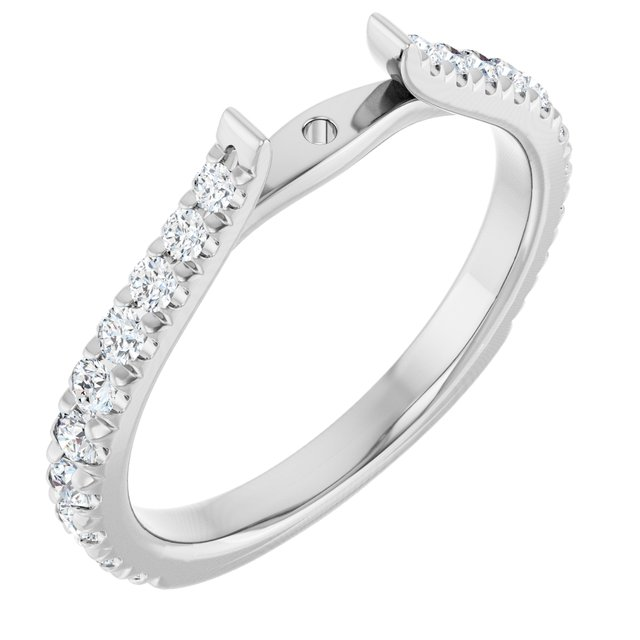 SH754;14KW;2.4mm WIDTH;4.9mm SPAN;1/2 CTW;P;LAB-GROWN DIAMOND ACCENTED TAPERED CATHEDRAL PEG SHANK