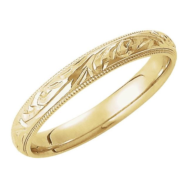 51099;14KY;3mm;SIZE 6;P;COMFORT-FIT DESIGN HAND ENGRAVED BAND