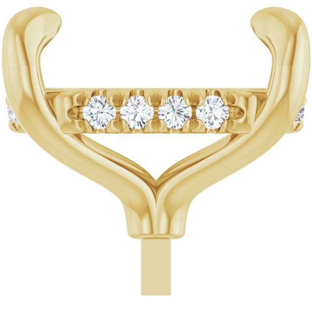 14K Yellow Gold 11x9 mm Elongated Cushion 1/10 CTW Natural Diamond Semi-Set Hidden Halo-Style Peg Setting