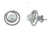 14k White Gold Fresh Water Pearl Diamond Earrings