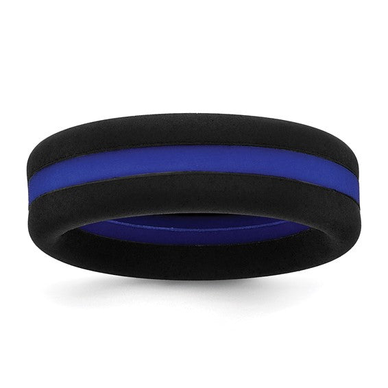 Men's Silicone Blue and black Wedding Band