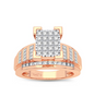 10k Rose Gold Micro Pavé rectangle Engagement Ring