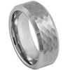 Tungsten White Hammered Wedding Band 8mm