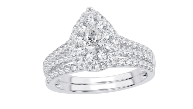 Lady's White 14 Karat Halo Wed