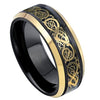 Tungsten Black With Yellow Design Wedding Band 8mm