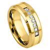 Tungsten Yellow Polished Wedding Band With CZ Stones Size:10