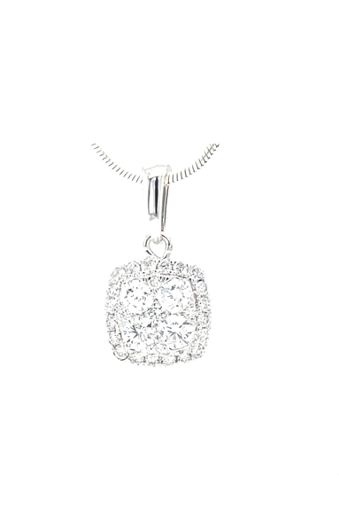 White 14 Karat Cluster Pendant