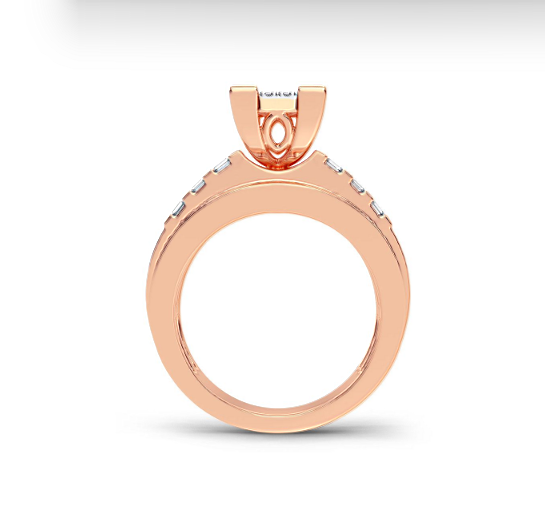 10k Rose Gold Micro Pavé rectangle Engagement Ring