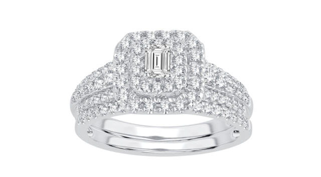 Lady's White 14 Karat Halo Wed