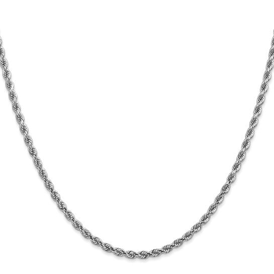 White Silver Diamond Cut Rope Chain 16 inch