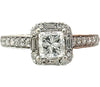 14k White gold Princess Cut with Halo Engagement Ring