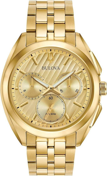 Bulova Quartz Chronograph Gold Tone Multi Dial CURV Watch