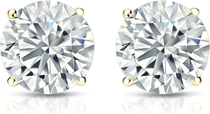 Yellow Sterling Silver VVS1 Moissanite Stud Earrings, 0.25 ct