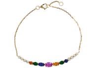 14K Yellow Gold 7 Inch Colored Sapphire Bracelet