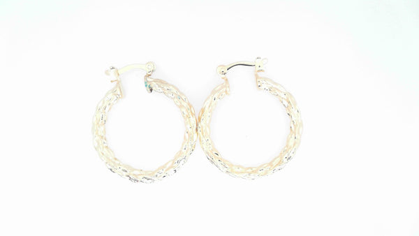 18K Gold Filled Small Diamond cut Hoops