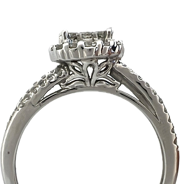 14k White gold Princess cut with Halo Engagement Ring