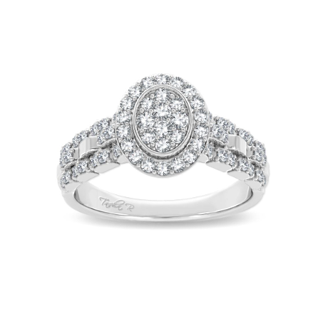 14k White gold Micro Pavé Oval Engagement Ring