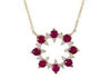 14kYellow Gold Diamond Natural Ruby Fashion Necklace18 inch 0.35 TDW