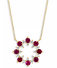 14kYellow Gold Diamond Natural Ruby Fashion Necklace18 inch 0.35 TDW