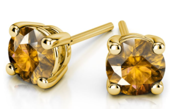 14K Yellow Gold Citrine Stud Earrings