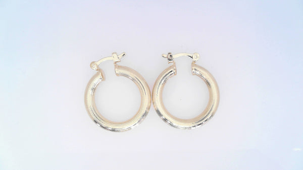 18K Yellow Gold Filled Small Diamond cut Hoops