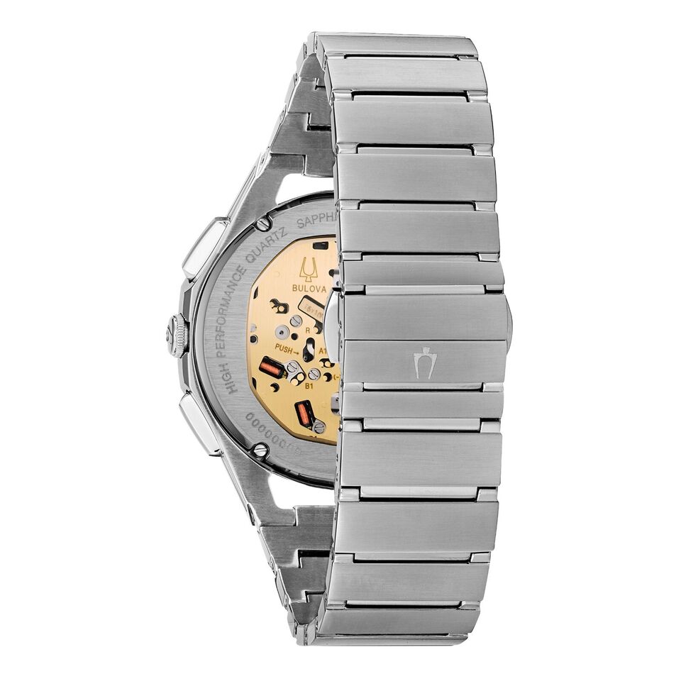 Bulova CURV Stainless Steel Chronograph Watch, Blue Dial