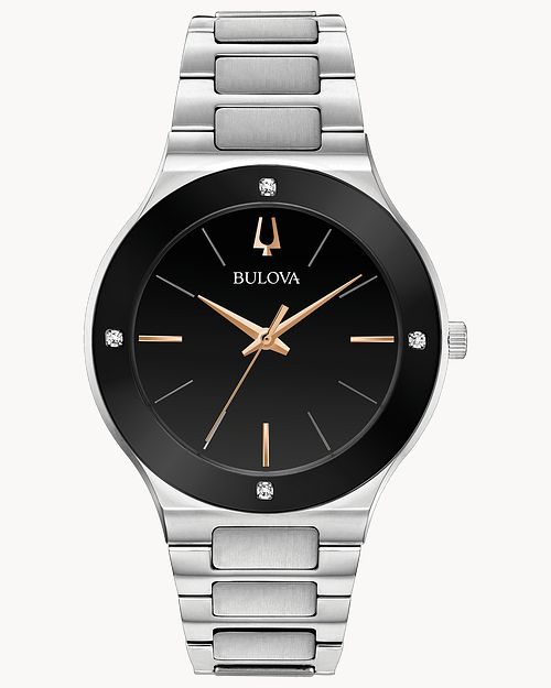 Bulova Millennia Stainless Steel Diamond Accent Watch, Black